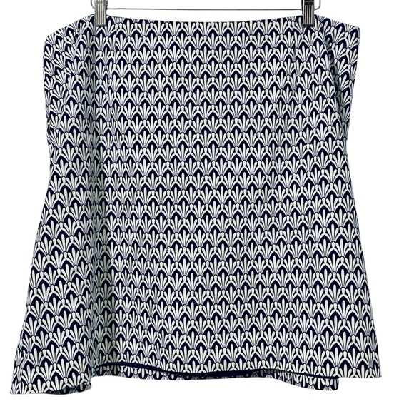 Talbots Plus Navy & White Geometric Print Skirt – Size 20W New w/o Tag - Picture 2 of 6